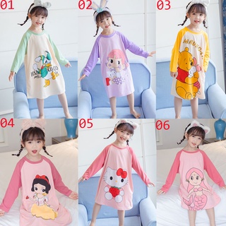 Girl Nightdress Kids Long Sleeved Beautiful Negligee Children sleepwear Homewear pyjamas