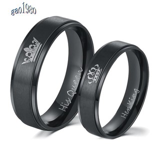 GAO_Titanium Steel His Queen Her King Crown Couple Ring Valentine's Day Jewelry Gift