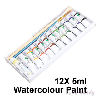 12 Tubes/Set Portable 5ml Art Water Color Travel Kids Watercolour Paints Kit