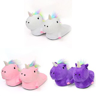 CHD🎉Sweet Fuzzy Horse Slippers Unisex Home Shoes Soft Cosplay Dreamy Slippers