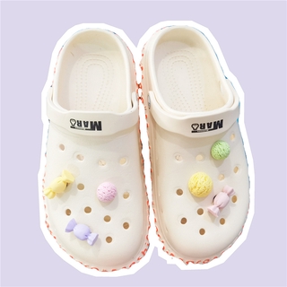 Ins crocs shoes flower macarone ice cream series hole shoe flower decoration three dimensional rainbow couple candy garden shoes shoe buckle accessories