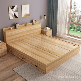 Tatami Bed1.5M Board Type Bed Multi-Functional Double Bed1.8M Modern Simple High Box Storage Bed Storage Bed