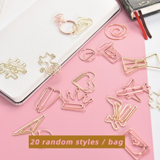 Spot 24h Speed ​​Out Creative Paper Clip 20 Kinds of Random Pack Gold Rose Gold Pink Cute Paperclip (1)
