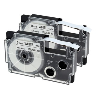 2pcs 9mm XR9WE Compatible for Casio printer label tape black on white label maker ribbon