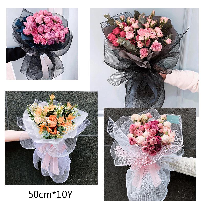 1 Roll Flowers Wrapping Paper Gauze Net Mesh Packaging Tulle 50cm*10Y