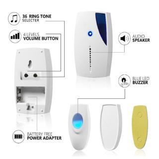 Smart LED Battery Power Wireless Doorbell Digital Door Bell Remote Control