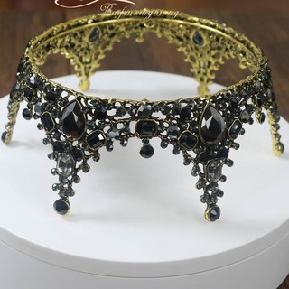 zuizuis_Black Bride Crown Headdress Halloween Baroque Round Crown Crystal Princess Crown Prom Banquet Birthday Tiara (1)