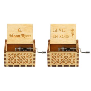 [tru]❤Antique Wooden Music Box Hand Cranked Musical Box Christmas Birthday Gift