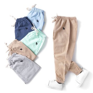Kids Boys Casual Trousers Long Pants Cotton Solid Bottoms Clothing