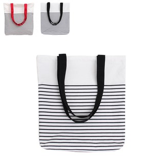 Women Striped Shopping Tote Bag Canvas Handbag Crossbody Bag