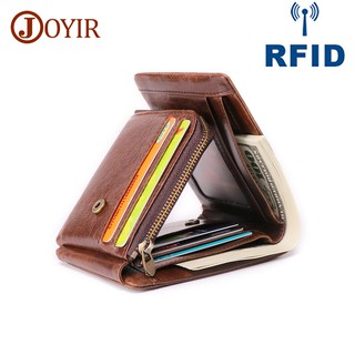 JOYIR Men Wallets RFID Leather Vintage Trifold Wallet Coin Pocket Purse