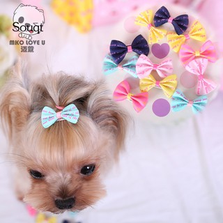 SQ 6 Pcs Dog Cat Puppy Hair Clips Hair Bow Tie Flower Bowknot Hairpin Pet Grooming