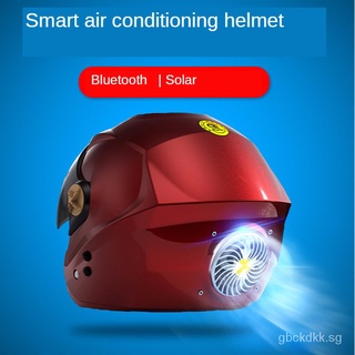 Intelligent Locomotive Half Helmet Four Seasons Electric Vehicle Motorcycle Helmet Summer Fan Bike Helmet Solar Energy