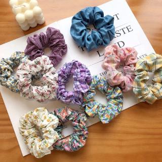 「Leterly」Korean floral plaid hair rope simple hair tie rubber band F275