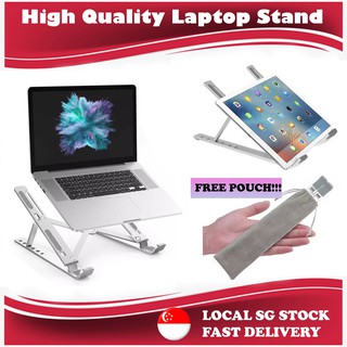 【SG Seller】Adjustable Laptop Stand | Thick Aluminum Ergonomic Portable Foldable Notebook Stand Cooling Pad