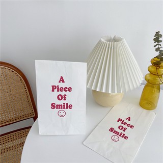 CH丨5pcs “A Piece of Smile”Letter Paper Bag Cute Big Gift Storage Bag Eco Baking/Biscuit/Sweets/Snacks Bag