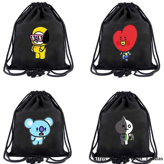 BTS BT21 school bag canvas bag student bts cartoon bag drawstring bundle pocket