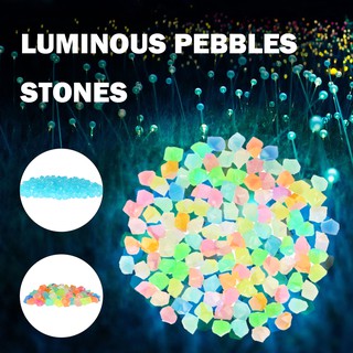 100pcs Luminous Pebbles Stones Glow in the Dark Pebbles Stone Home Garden Walkway Aquarium Fish Tank Harupink