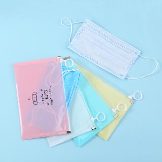 🔥Hot Sale🔥 Waterproof Sealing Ring Zip Pouch Korean Cartoon Travel Portable Mask Storage Bag Washable