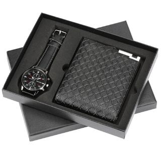 Luxury Mens Watch Business Quartz Wristwatches Men Wallet Gift Set for Boyfriend Husband