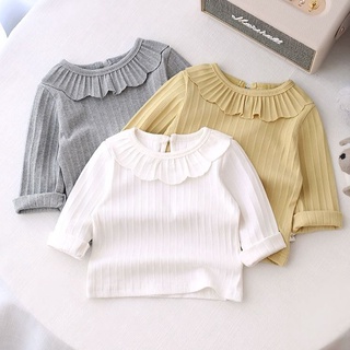 Girls' long-sleeved/sweatshirt Spring Bottoming Shirt Baby Girls Tops One Year Old Children's T-Shirt White long-sleeved Guanzhou
