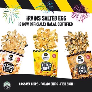 Irvin's salted egg potato chips, fish skin & tapioca chips
