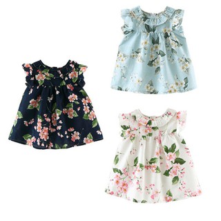 🍒 Lifetime 🏝Summer Cute Baby Girls Dress Floral Printed Petal Sleeveless Mini Dress