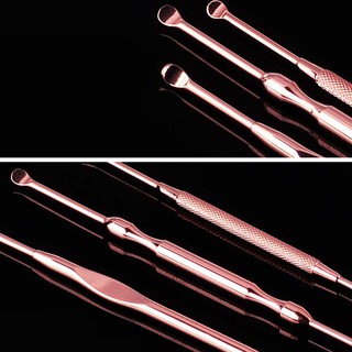 3pcs Steel Rose Gold Ear Pick Wax Earpicks Curette Removal Cleaner Remover[QI]