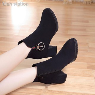 ✽Frosted short boots women s 2020 new autumn and winter black all-match fashion thick heels velvet high1