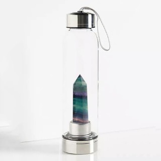 XIANGGELIAL✿ Natural Quartz Crystal Water Bottle Gemstone Point With Obelisk Wand Healing