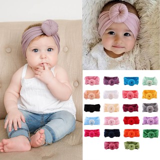Baby Girl Nylon Turban Headwraps Round Knot Headbands Bow Turban Headbands