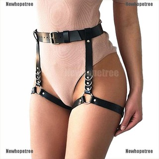 [Ready Newhopetree] Sexy Women Faux Leather Waist Leg Cincher Garter Belt Harness Panty Punk Costume