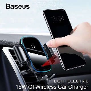 Baseus Light Electric Holder 15W QI Wireless Car Charger Mount Charging Stand