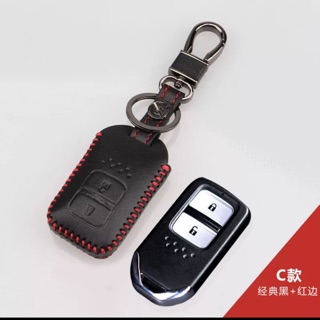 Honda Vezel CRV Shutter Jazz Fit leather key fob case with red stitch