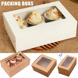 10PCS 2/4/6 Holes Kraft Paper Cupcake Packing Box Muffin Wedding Party Case Holder Box