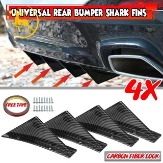 Universal 4Pcs Car Rear Bumper Lip Diffuser Shark Fins Spoiler for GOLF MK5 MK6 MK7 MK7.5 MK8 For-AUDI A3-A8 TT