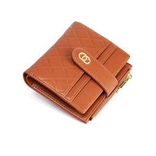 ✖✈﹊2021 new wallet ladies folding wallet multi-card position simple belt buckle small fresh short card bag coin purse