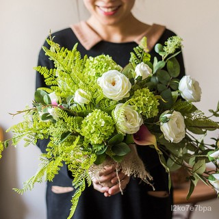 Brand New Designer Bouquet Hydrangea Common Calla Emulational Rose Flower Suits Bridal Bouquet Decorative Gift