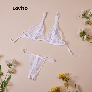 Lovito Sexy Lace Up Panty Sets L12084 (Black/White)