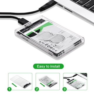 2.5 inch Plastic Transparent HDD SSD Case SATA 3 to USB 3.0 Hard Drive Enclosure