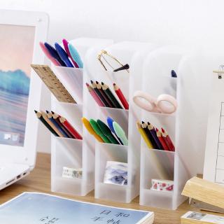 1pcs transparent matte oblique insert pen holder Office desktop finishing storage box student desk stationery rack