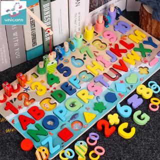 UC Kids Early Learning Montessori toys digital building blocks Wooden toys Number puzzle toys building blocks Letter Match Board Toy Preschool Baby Early children's toys boys and girls baby puzzle early education toys