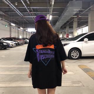 Korean Women Oversized BF Short Sleeve Shirt Drop Shoulder Loose Printed Cool Tee T-shirts rice krispies