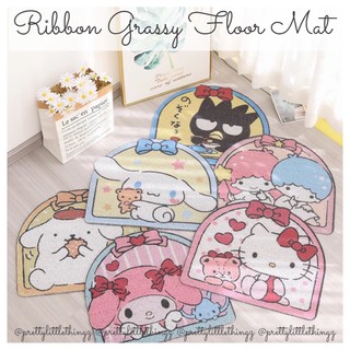 * SG READY STOCK * Ribbon Grassy Floor Mat (Little Twin Stars, Hello Kitty, Melody, Badtz Maru, Cinnamoroll | Sanrio)