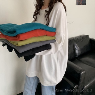 Loose Oversized Women's round Neck Sweater Spring and Autumn Thin Sweatershirts 2021New Long Sleeve Top Fashion ins