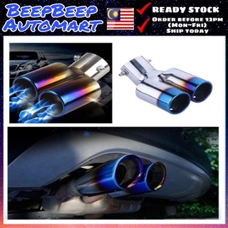 Car Vehicle Curved Tail Throat Rear Round Exhaust Pipe Muffler Tip Universal (1)