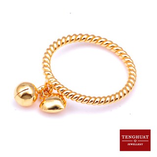 Teng Huat Jewellery 916 Gold Jingle Heart & Bead Lady Ring
