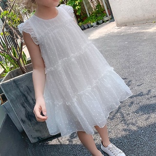 ✨Girls Wear✨ CNY Girls Casual Short Sleeve Dress Kids Plain One Piece Children Mesh Dress