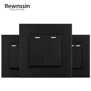 Rewnssin Wall Switch 220V 16A Rocker Switch Light Switch 1/2/3/4 Gang 1/2/3 Way On/Off Home Improveme Socket Black Plastic Panel