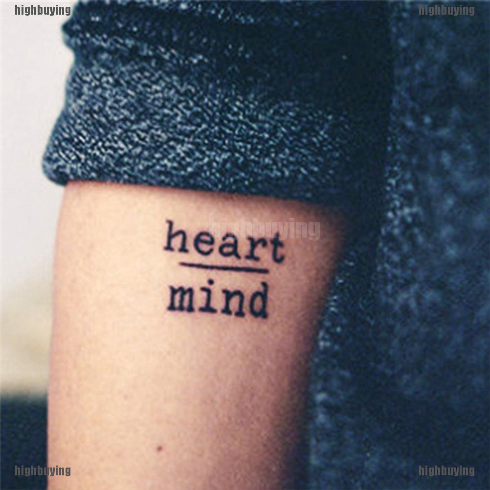 1x Waterproof Temporary Tattoo Stickers Heart Mind Letters Tattoo Fake Tattoo